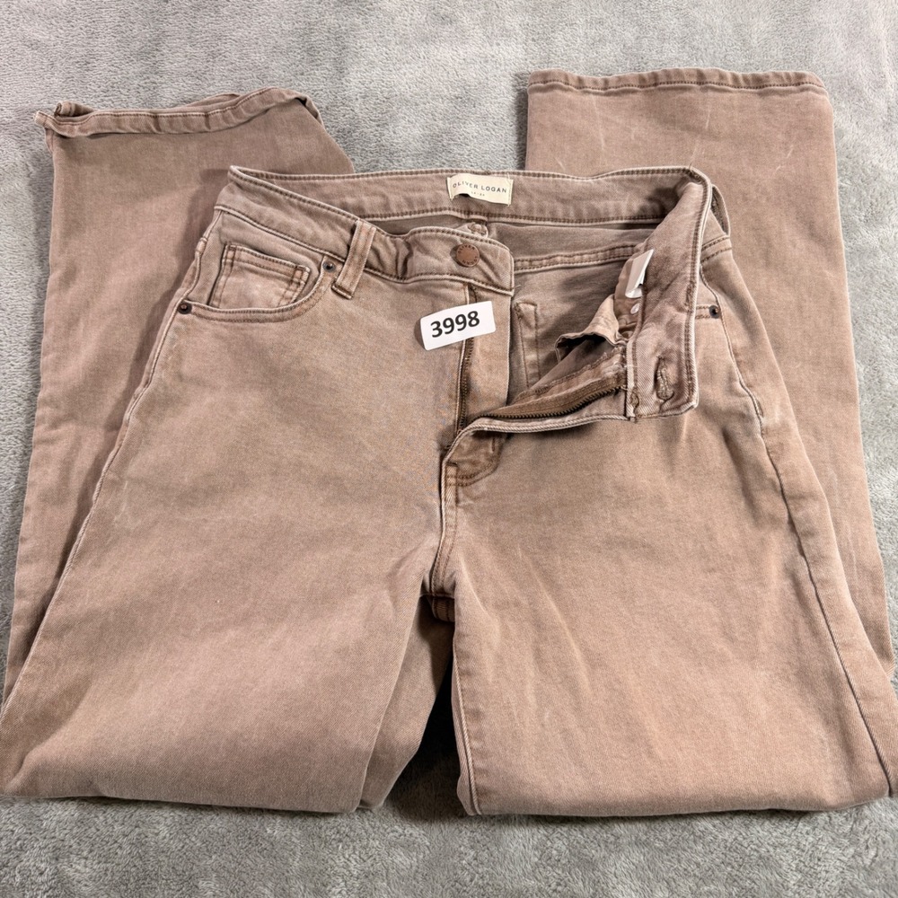 Oliver Logan Wide Leg Pants Womens 28 Mauve Brown High Rise Stretch Trousers